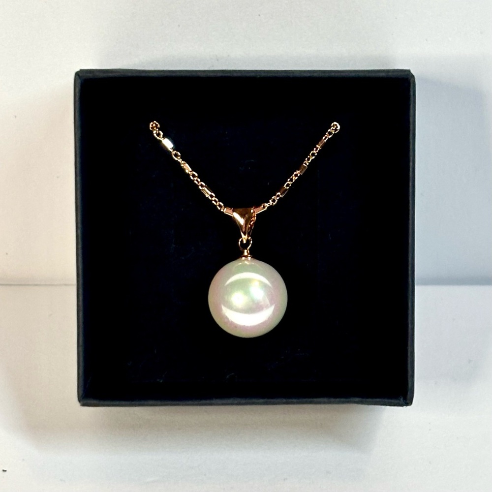 18k Rose gold-plated oversized pearl pendant necklace
